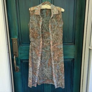 G by Giuliana Floral Sheer Blouse Topper with Buttons and Cinch Waist